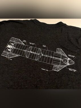 SpaceX Starship Schematics Shuttle Rocket Logo T-Shirt LARGE Musk Space Mars